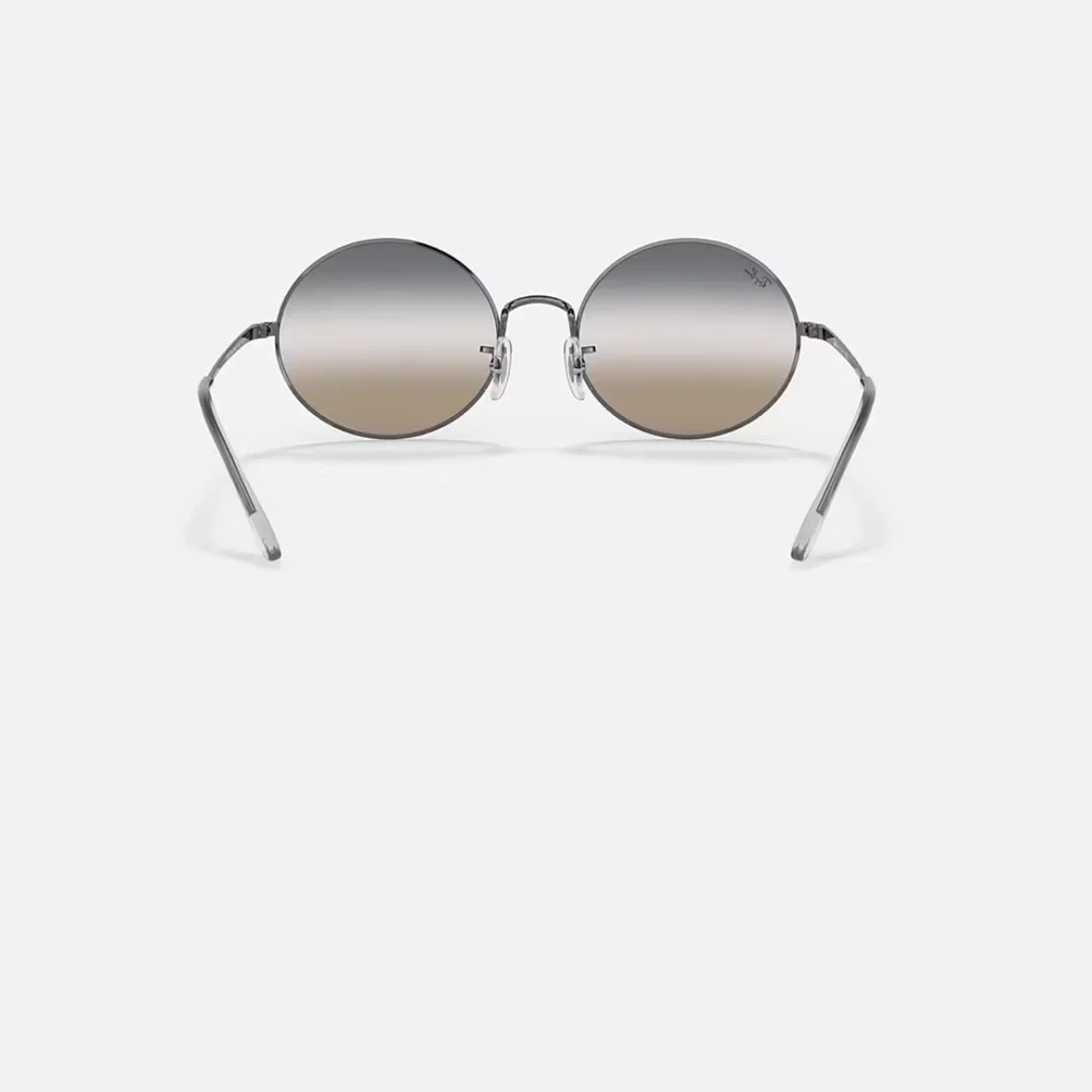 🧡 Ray-Ban Oval 1970 Bi-Gradient Polished Gunmetal Clear Grey Brown RB 1970 004